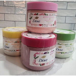 Dove Garden Tea Party Scrub: Velvet Fig, Rose Berry, Pear Blossom, Honeysuckle